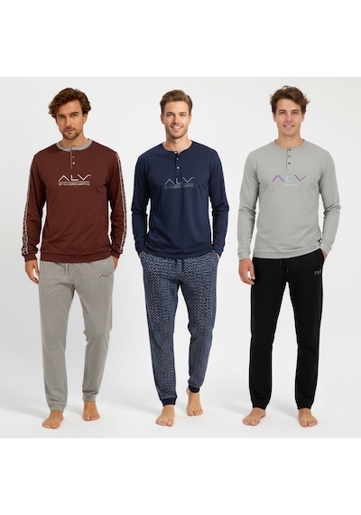 Bonbon Erkek Pamuklu Bohçalık Ve Çeyizlik 3 Adet 2'li Pijama Takımı Bb2236 Çok Renkli