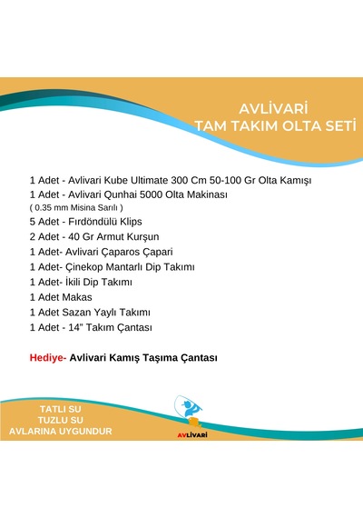 Avlivari Kube Ultimate 300 Cm 50-100 Gr Olta Kamışı - Avlivari Qunhai 5000 Olta Makinası Tam Takım Kıyı Hobi Olta Seti-9835 Avlivari Kube Ultimate 300 Cm 50-100 Gr Olta Kamışı - Avlivari Qunhai 5000 Olta Makinası Tam Takım Kıyı Hobi Olta Seti-9835