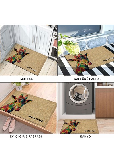 Tasarımlı Dekoratif Kapı Önü Paspas, Dış Mekan/ev İçi/banyo/mutfak/yatak Odası/giriş Paspasları Renkli Zür Diğer