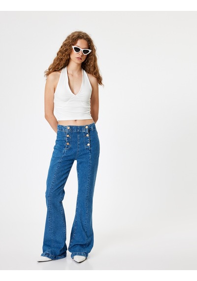 Koton Halter Yaka Atlet Kolsuz Crop Dikiş Detaylı Kaşkorse Ekru 4sal30348ık Ekru
