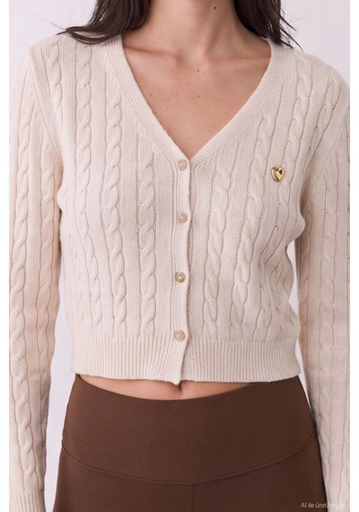 Quzu 27ktrk02751 Crop Triko Krem Std
