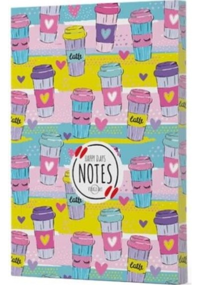 Kahve 10 Çizgili Defter Yan Baskılı Siyah
