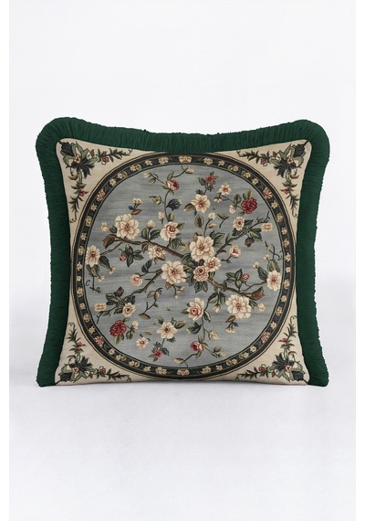 Çiçek Tasarımlı Şato Saçaklı Yastık Kılıfı - Vintage Bahar Country Gri Yeşil Püsküllü Kırlent Kılıfı Sessiz Kanyon Serenat Çiçek Tasarımlı Şato Saçaklı Yastık Kılıfı - Vintage Bahar Country Gri Yeşil Püsküllü Kırlent Kılıfı Sessiz Kanyon Serenat