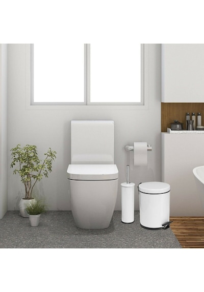 Sas Beyaz Çöp Kovası Wc Fırça Set 2 Li Set 3 Lt Beyaz