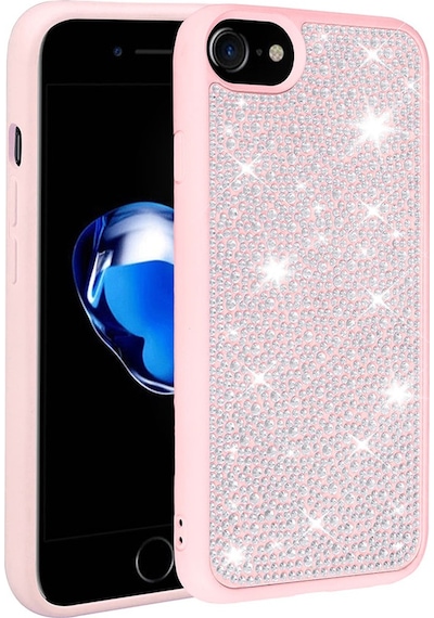 Kilifone - Apple Uyumlu iPhone 7 - Kılıf Parlak Taşlı Tasarımlı Ston Kapak - Pembe