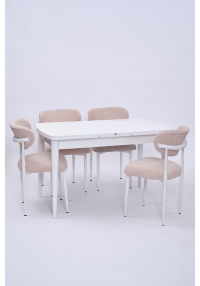 Nehir Polo Lak Panel Açılır Mutfak Masa Takımı 75x130cm beyaz