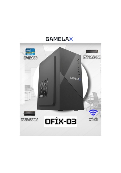 Gamelax OFİX-03 i5-12400 16 GB 256 GB SSD Free Dos Masaüstü Bilgisayar