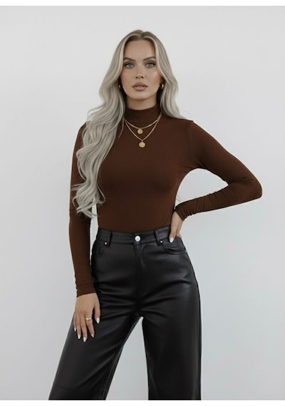 Hashtag Kadın Balıkçı Yaka Uzun Kollu Body 4'lü Set Viskon Kumaş Siyah