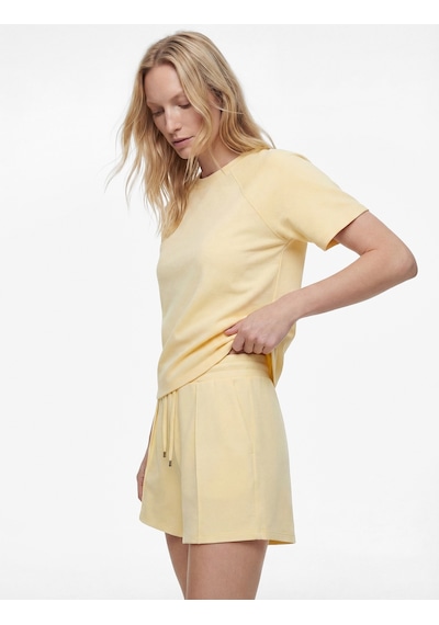 Koton Regular Fit Kısa Kollu Bisiklet Yaka Basic Tişört Sarı 6sak50390ek