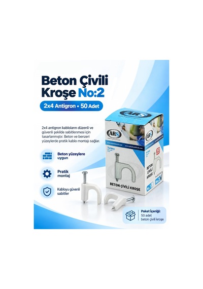 Beton Çivili Kroşe No:2 2x4 Antigron 50 Adet Crchmgo Renkli