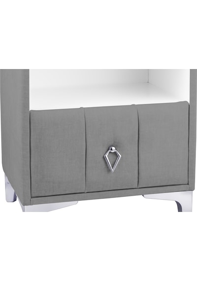Singular Silver Iki Çekmeceli Açık Gri Komodin- Raflı Kumaş Döşemeli Yatak Odası Komodin Modeli Singular Silver Iki Çekmeceli Açık Gri Komodin- Raflı Kumaş Döşemeli Yatak Odası Komodin Modeli