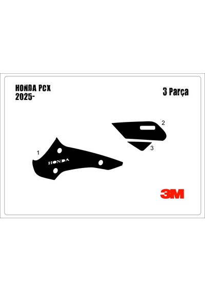 Honda Pcx 2025- Tank Pad Ve Grenaj Kaplama 3 Parça Siyah