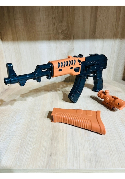 Boncuklu Oyuncak Tüfek 55 Cm 1 Adet Ak47+21 Paket Plastik Boncuk