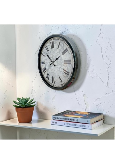 Krom Imperium 52 Cm Metal Dünya Haritası Duvar Saati çok Renkli