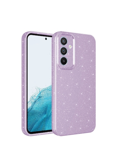 Galaxy Uyumlu S24 Kılıf Kamera Korumalı Simli Silikon Üstün Koruma Pazarplus Lila
