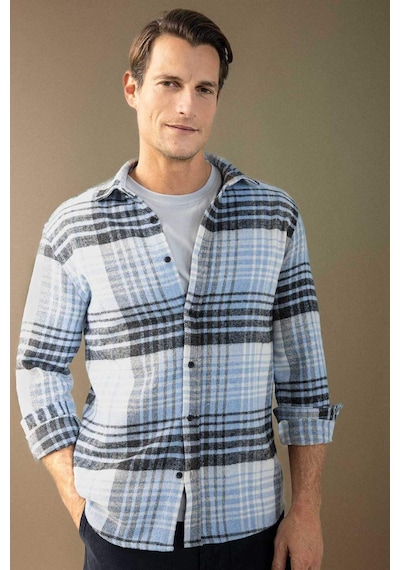DeFacto Regular Fit Normal Kesim Kareli Oduncu Flanel Uzun Kollu Gömlek S9275AZ24AUBE524 Mavi DeFacto Regular Fit Normal Kesim Kareli Oduncu Flanel Uzun Kollu Gömlek S9275AZ24AUBE524 Mavi