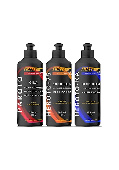 Netfer 3'lü İnce Kalın Pasta Cila Set - 3x500 Ml