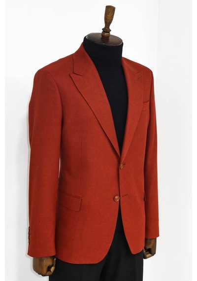 Düz Slim Fit Spor Bordo Erkek Ceket - Wessi Bordo