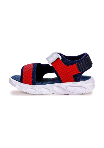 Kiko Kids 103 Işıklı Erkek Çocuk Cırtlı Sandalet Ayakkabı Lacivert - Kırmızı 001