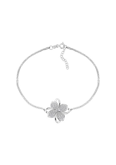 Brezza Lusso Jewelry Gümüş Zirkon Taşlı Dört Yapraklı Yonca Kadın Kolye Bileklik Set