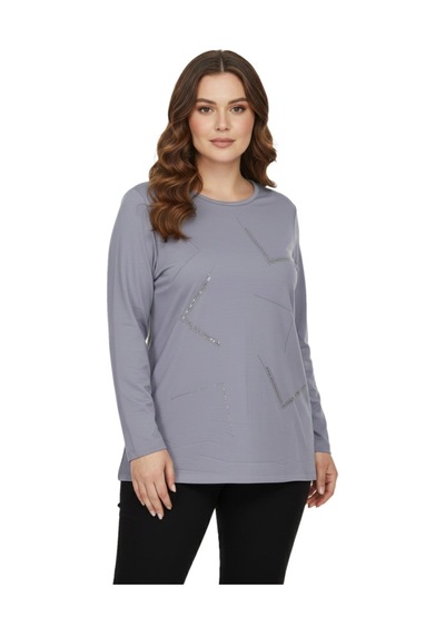 Wearon Kadın Gri Sıfır Yaka Taşlı Bluz Bgl-st05151 Gri