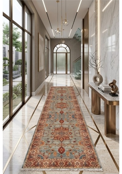 Dekoratif Halı Kaymaz Taban Leke Tutmaz Yıkanabilir Kilim Özel Ölçü Salon Halısı 3034