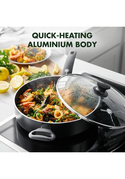Greenpan Cambridge Cw002216 002 Güveç Tavası/cam/alüminyum, Siyah, 24 Cm Diğer