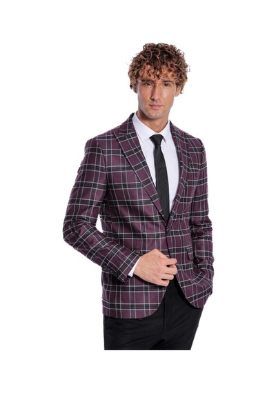 Wessi Slim Fit Sivri Yaka Mor Erkek Ceket 001