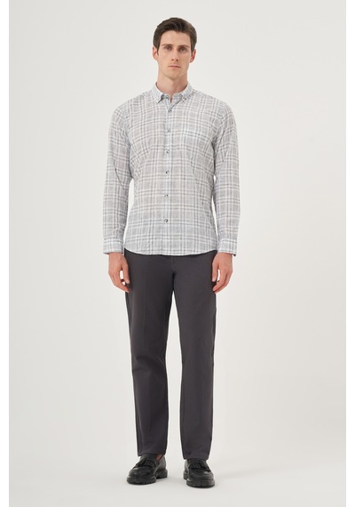 Morven Erkek Siyah Keten Trend Regular Fit Dğmeli Yaka Gömlek 25ys004024001 Siyah Siyah