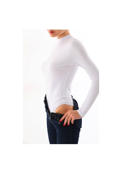 Penyebizden Kadın Viskon Boğazlı Çıtçıtlı Zıbın Body-beyaz