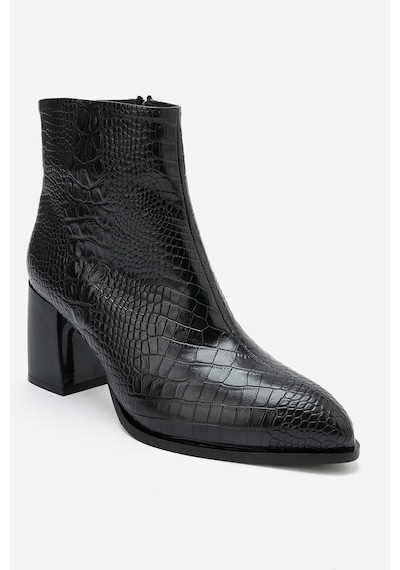Luvi Shoes Lynda Siyah Baskı Kadın Kalın Topuklu Bot