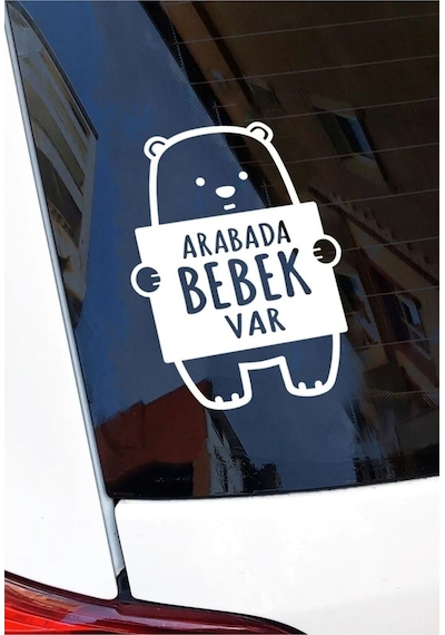 Arabada Bebek Var Araç, Araba, Oto, Motorsiklet, Kask, Laptop, Cam Sticker 16x12 Cm