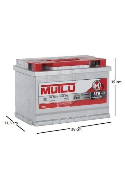 Mutlu Akü 12 V 72 Ah 700 Sae 640 A En