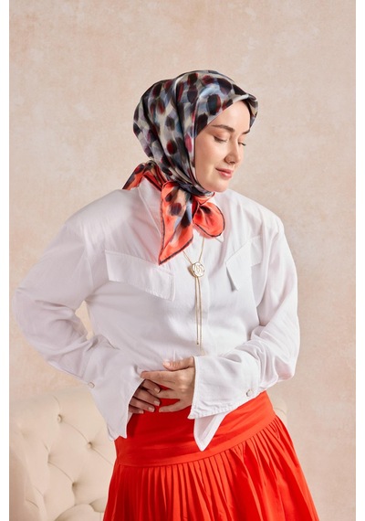 Silk Home Twill İpek Eşarp Noiré Narçiçeği 90x90 Çok Renkli
