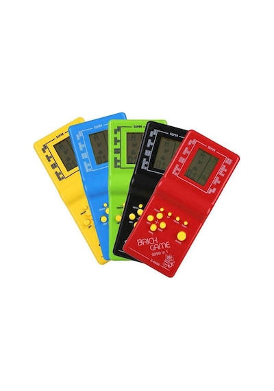 Pilli Sesli 9 Butonlu 9999 İn 1 Renkli Nostaljik Tetris Eğitici Ve Eğlenceli Oyuncak El Konsolu Mavi