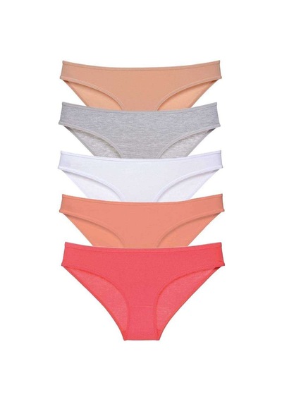 5 Adet Süper Eko Set Likralı Kadın Slip Külot Ten Gri Beyaz Pudra Fuşya Beden: S Standart