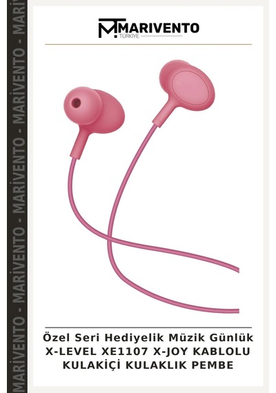 Özel Seri Hediyelik Müzik Günlük X-level Xe1107 X-joy Kablolu Kulakiçi Kulaklık Pembe