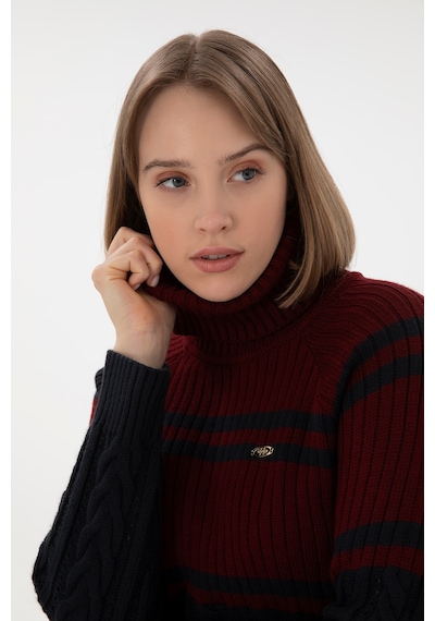 U.S. Polo Assn. Kadın Bordo Boğazlı Kazak 50293134-VR014