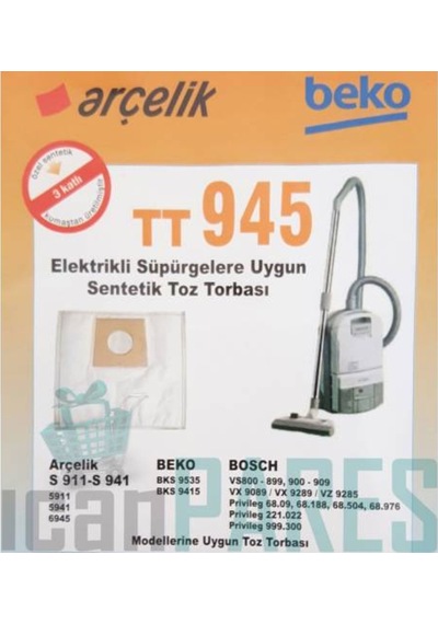 Arçelik Uyumlu Beko Tt945 5 Li Kağıt Toz Torba