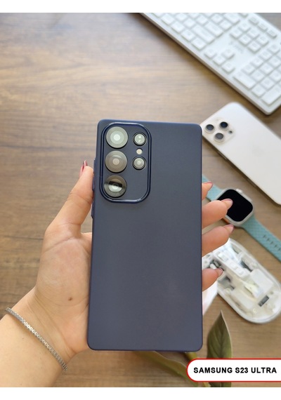 Samsung Galaxy S23 Ultra Uyumlu Süper İnce Mat Ultra Thin Silikon Kılıf Lacivert