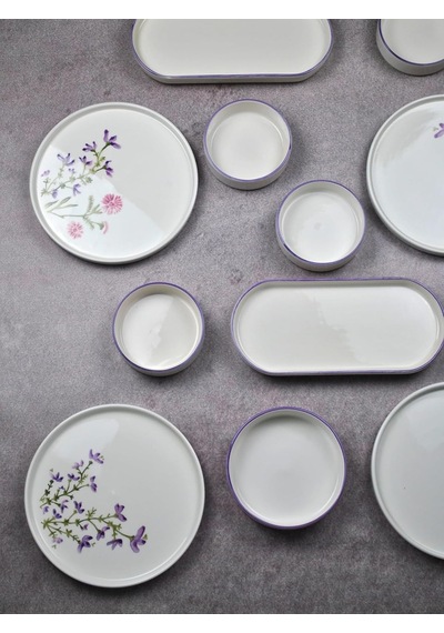 14 Parça 6 Kişilik El Yapımı Kahvaltı Takımı Seramik Sunum Seti-lavender Diğer