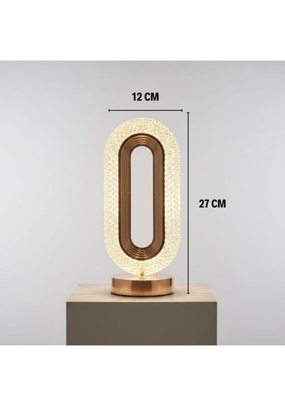 Oval Şeklinde Kristal Led Masa Lambası Dokunmatik, 3 Renk Işık Modlu, Şarjlı Dekoratif Gece Lambası Beyaz
