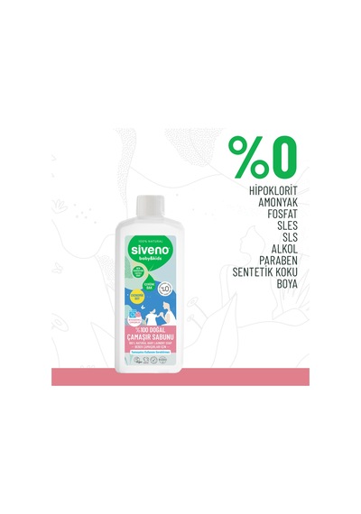 Siveno %100 Doğal Bebek Çamaşır Sabunu Kendinden Yumuşatıcılı Bitkisel Deterjan Konsantre Vegan 1000 Ml