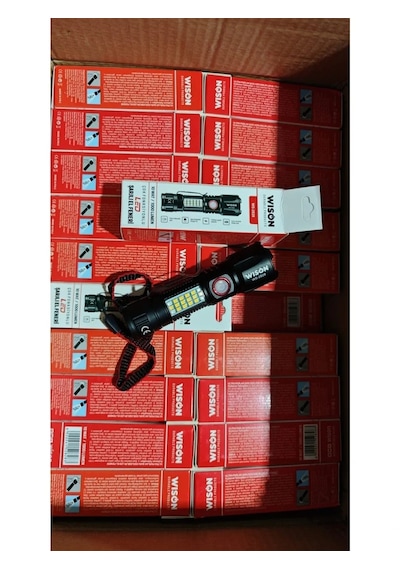 Ws-2828 Ultra Usb Şarjlı Polis El Feneri, Bekçi, Asker El Feneri Kırmızı Mavi Çakarlı 1000 Lümen 55
