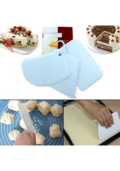 3 Parça Plastik Pasta Hamur Kek Şekillendirici Spatula Seti Plastik Çok Renkli Diğer