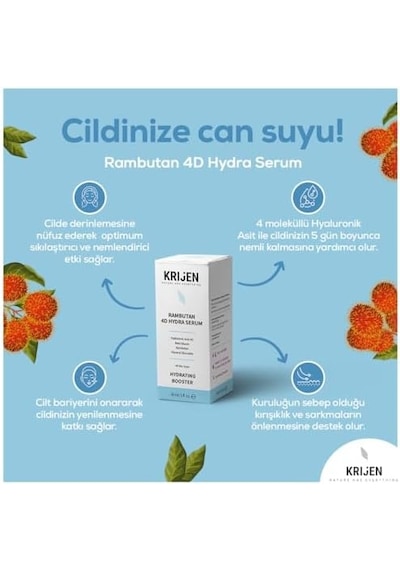 Krijen Rambutan 4d Hydra Yoğun Nemlendirici Serum Hyaluronic Acid 4d + Beta Glucan