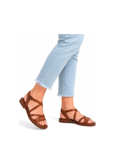Dadwolf Rahat Taban Çok Bantlı Bilekten Tokalı Yazlık Gladyatör Model Düz Taban Sandalet Taba Dadwolf Rahat Taban Çok Bantlı Bilekten Tokalı Yazlık Gladyatör Model Düz Taban Sandalet Taba