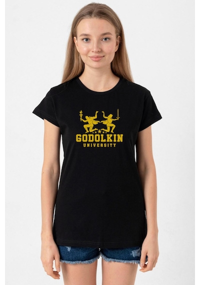 Gen V Godolkin University Logo Siyah Kadın Tshirt SIYAH