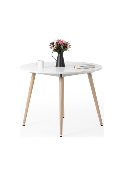 Bistro 90 Cm / Yuvarlak Mutfak Masası / Yuvarlak Yemek Masası / Beyaz