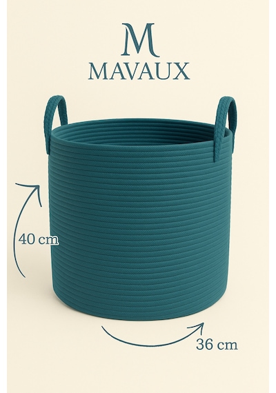 El İşçiliği Dokulu Büyük Boy Sepet 40 X 36 Cm Dekoratif Ev Düzeni, Oyuncak Ve Çamaşır Organizer Petrol